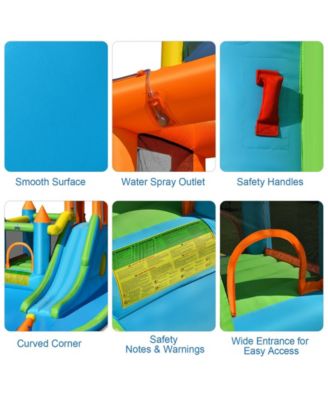 Inflatable Water Slide Kids Bounce House Splash Water Pool with 735W Blower