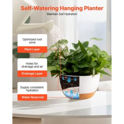 Set of 2 Hanging Self-Watering Flower Pots for Home or Garden