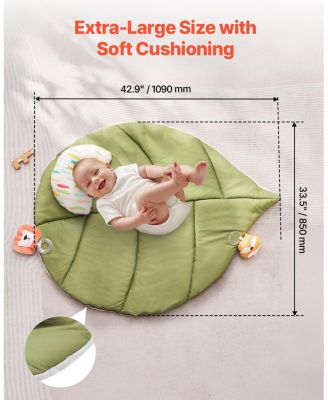 Baby Play Gym Mat with 6 Sensory Toys, Tummy Time Activity Mat 42.9" x 33.5