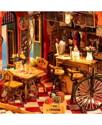 3D Puzzles Miniature House DIY Craft Kit, Wooden Puzzle Bar Restaurant Dollhouse for Adults