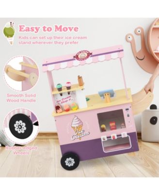 Wooden Ice Cream Cart Playset with Vending Machine & Accessories