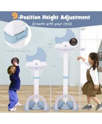 4-In-1 Kids Basketball Hoop with Moon-shaped Electronic Scoreboard and Play Set