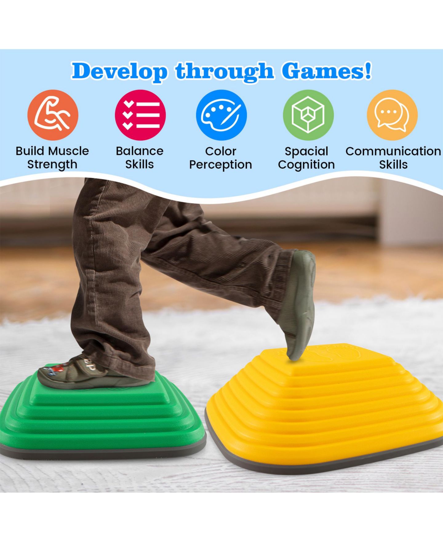 Детские игрушки SUGIFT Stackable Non-Slip Stepping Stone Set, 11-Piece, Ages 3+, цвет: Красный — фото 7
