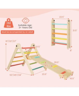 3-in-1 Climbing Set Foldable and Adjustable Kids Triangle Set