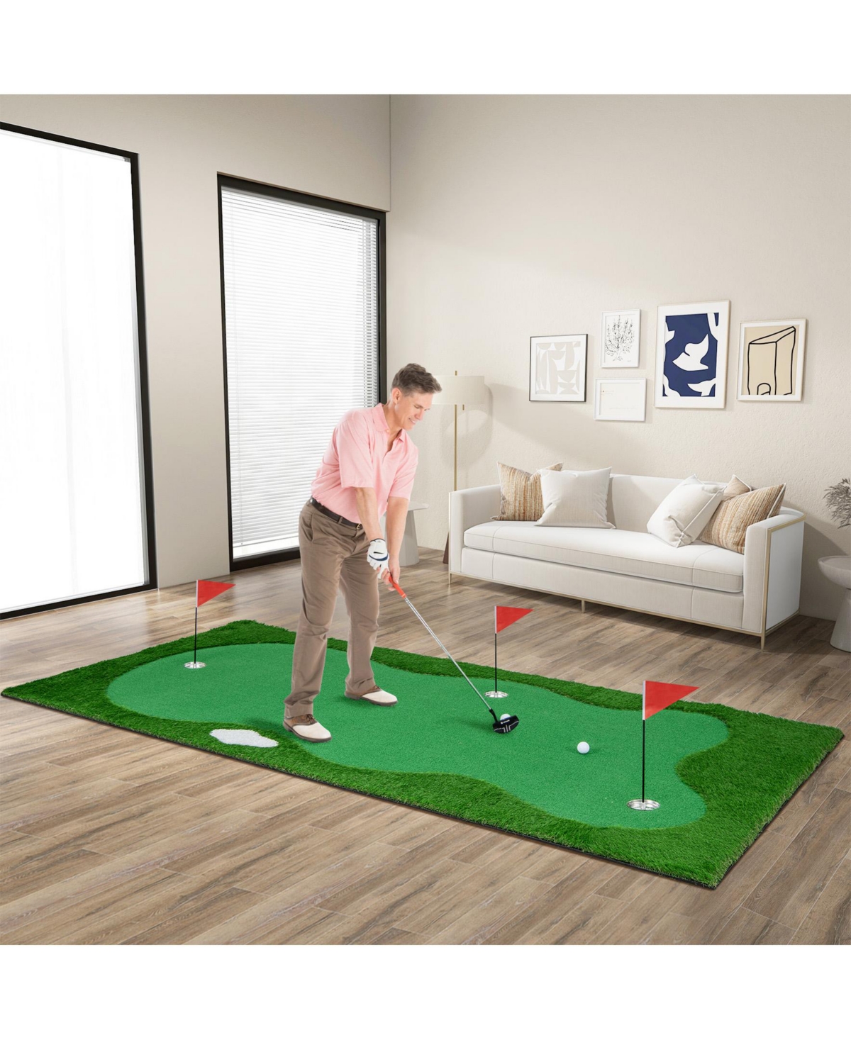 Sugift Golf Putting Green with Realistic Artificial Grass Turf-l