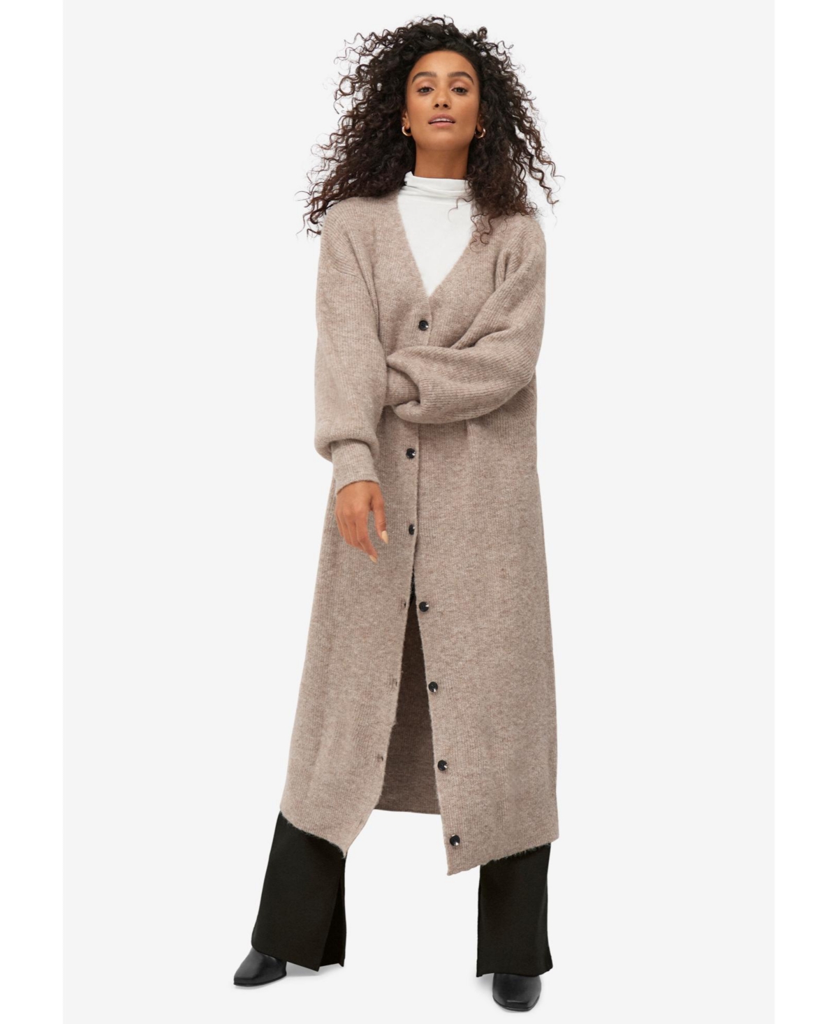 ellos Plus Women's Button Front Duster Cardigan