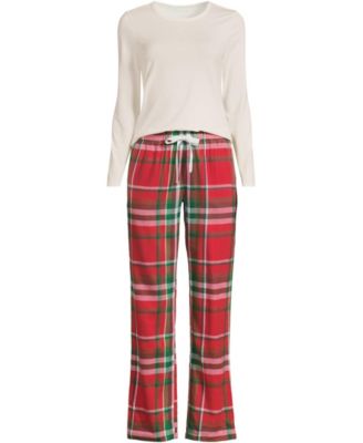 Plus Size Pajama Gift Set - Knit Long Sleeve Top and Flannel Pants