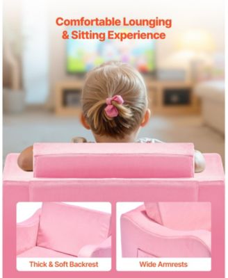 Convertible Kids Sofa with Armrests, Folds into Lounger for Kids Room