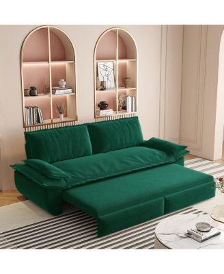 73.2" Queen Pull-Out Sofa Bed – 3-in-1 Convertible Velvet Sleeper with Chaise Lounge for Living or Guest Room