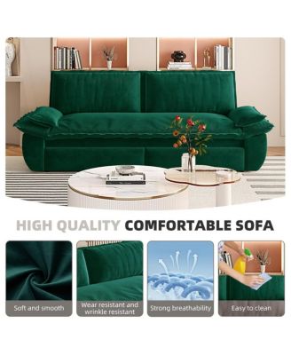 73.2" Queen Pull-Out Sofa Bed – 3-in-1 Convertible Velvet Sleeper with Chaise Lounge for Living or Guest Room