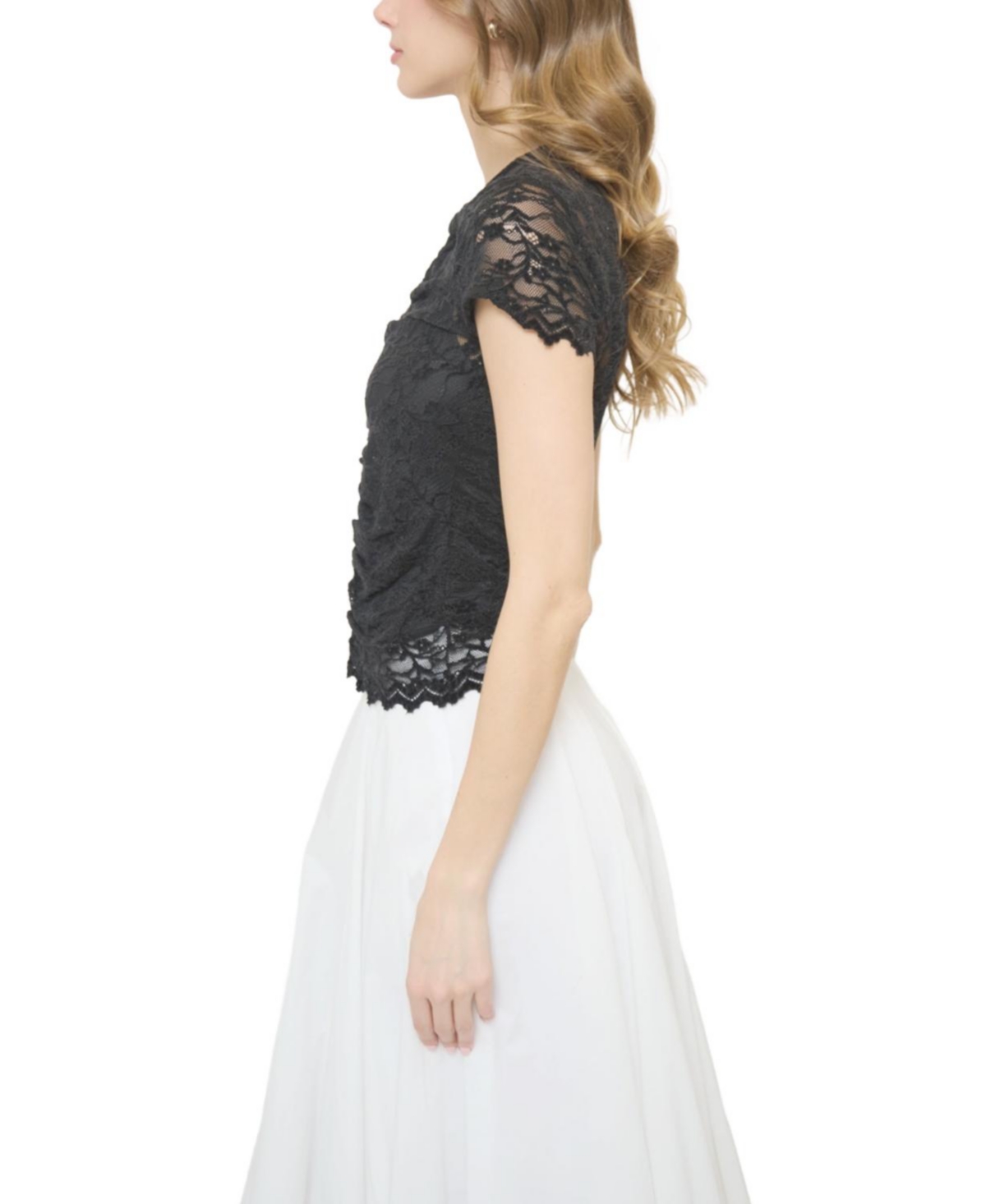 Central Park West Women's Stella Ruched Lace Top