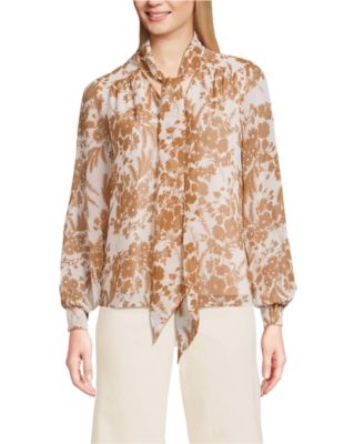 Women's Chiffon Removable Tie Neck Blouse