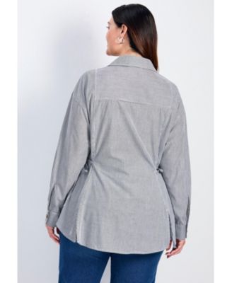 Women's Ray Stripe Polpin Shirt With Tie Detail