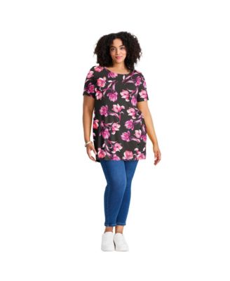 Women's Plus Size Button Detail Tunic Tee