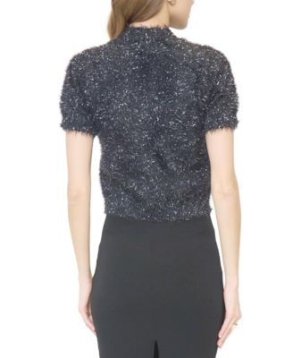 Women's Colette Eyelash Lurex Cap Slv Crew