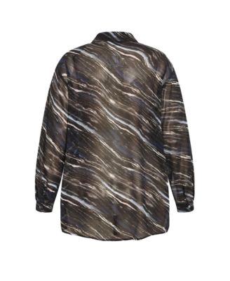 Plus Size Sheer Lover Print Shirt