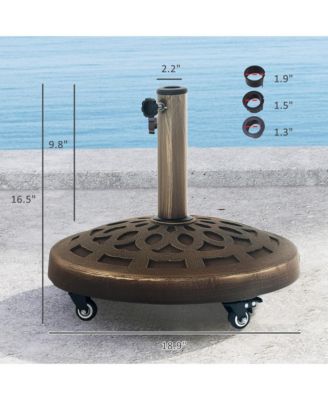 Round Patio Umbrella Base with Wheels, 46 lbs Resin Umbrella Sd