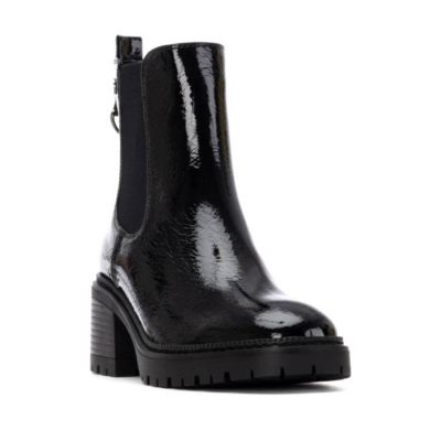 Women's Patent Leather Heeled Chelsea Booties