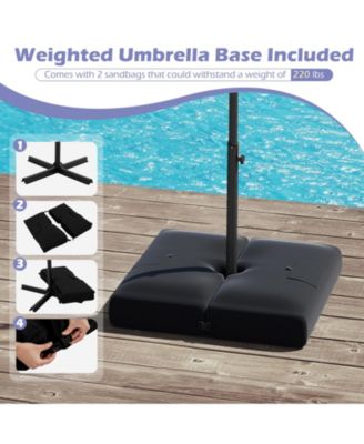 Offset Patio Umbrella with Base and 32 LED Lights