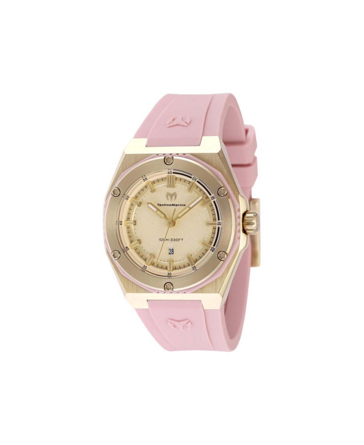 TechnoMarine Women's Quartz 3 Hand Gold Dial Watch 39mm