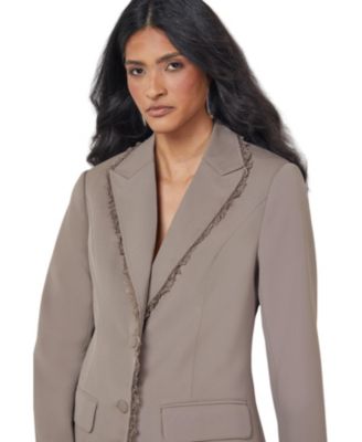 Women's Oversized Lace Frill Trim Blazer