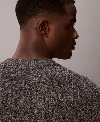 Men's Lambswool Blend Cable-Knit Crewneck Sweater