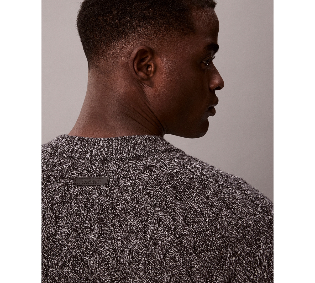 Calvin Klein Men's Lambswool Blend Cable-Knit Crewneck Sweater