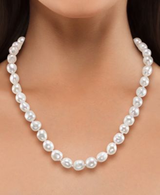 Baroque Pearl Necklace (9-10mm) in Sterling Silver