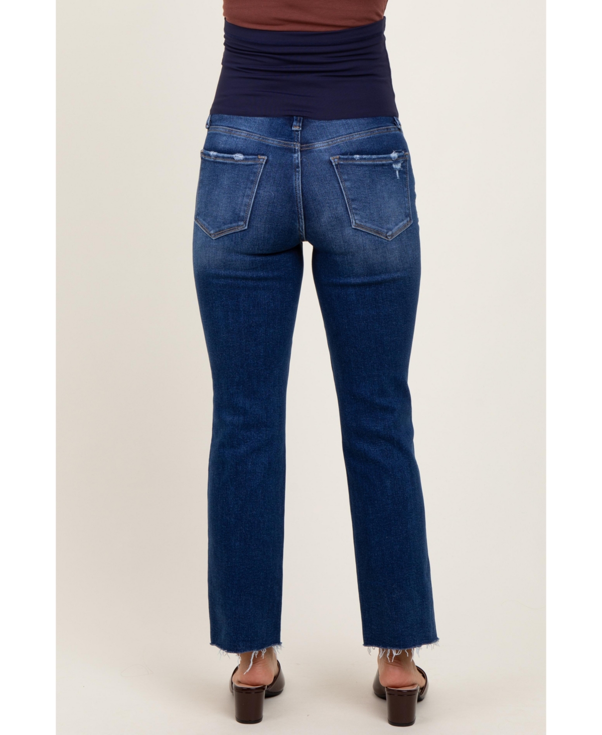 Pinkblush Maternity Navy Blue Cut Hem Kick Flare Jeans