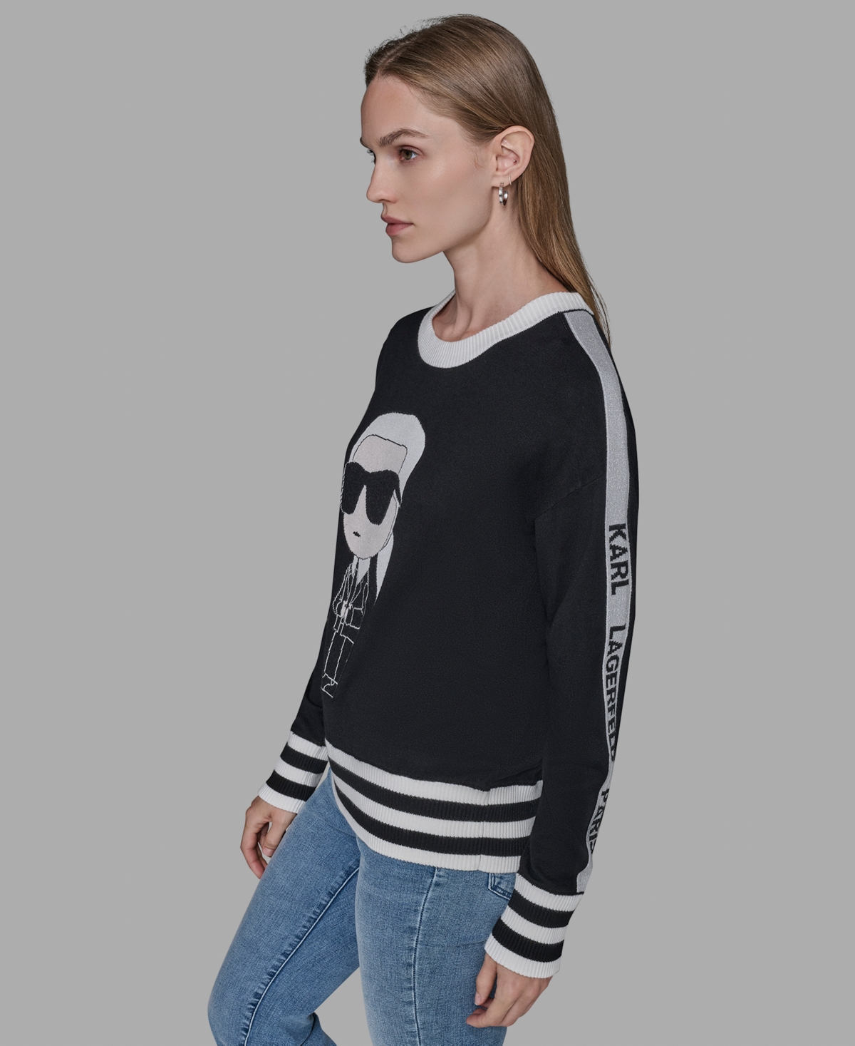 Karl Lagerfeld Paris Women's Emoji Crewneck Sweater