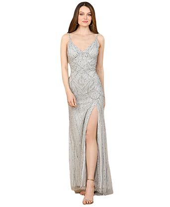 silver grey dresses for wedding guest Embroidered Top Pearl Gray Wedding Guest Dresses With Sleeves The bodice is hand ruched and it has chic loose fitting sleeve to the knuckles and fabric covered buttons detail in back Grey Wedding Guest Dresses Page