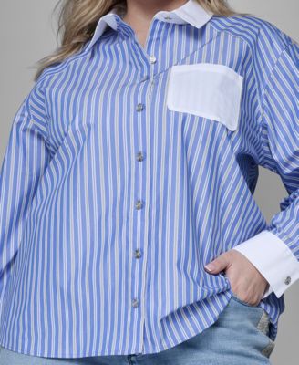 Women's Plus Size Long-Sleeve Stripe Shirt