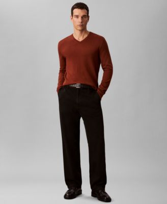 Men's Merino Wool Blend V-Neck Sweater