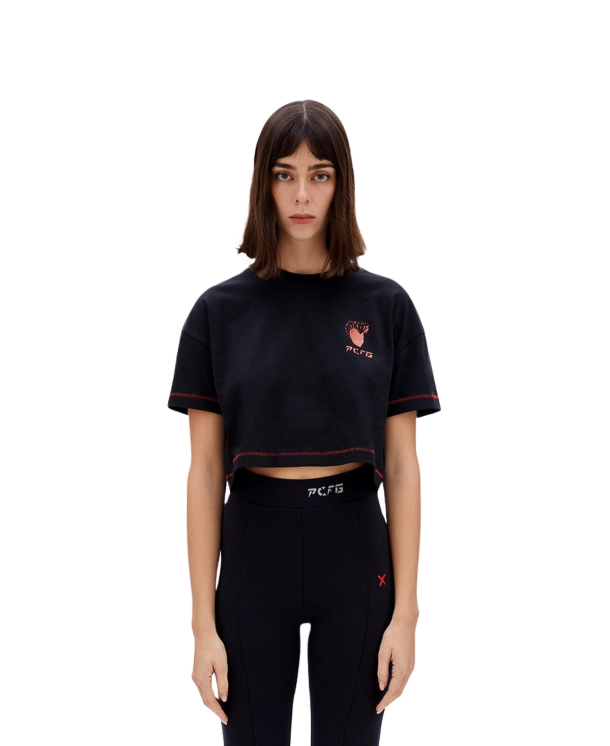 Pcfg Women's Cotton Stitch Detail Cropped T-Shirt