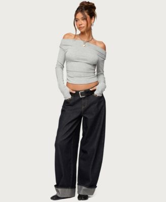 Women's Milane Ruched Off Shoulder Ribbed Top