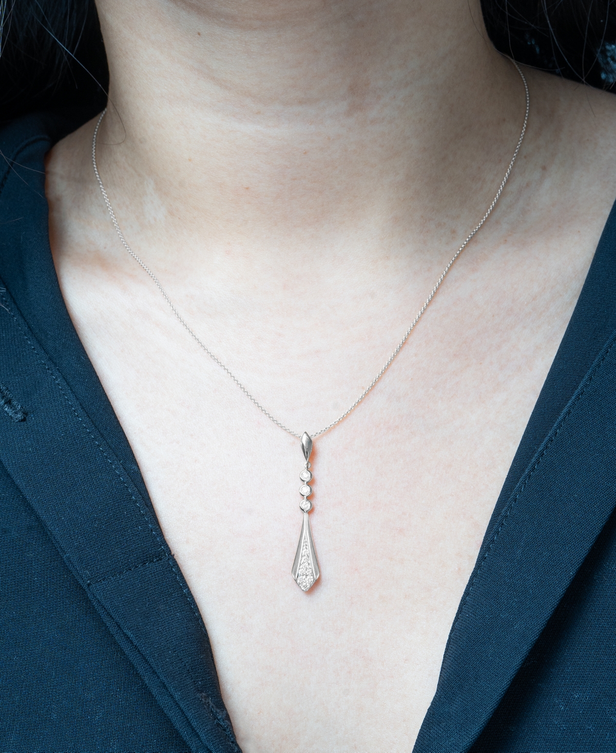 Wrapped Love Diamond Flare Linear 18" Pendant Necklace (1/4 ct. t.w.) 14k Gold, Exclusively at Macy's