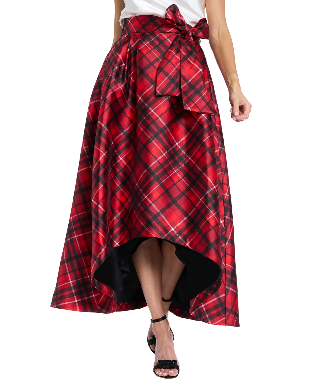 Muse Women's High-low Plaid Pattern Skirt In Red