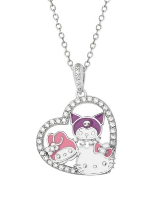 Macy's - Cubic Zirconia Hello Kitty Friends Pendant Necklace in Sterling Silver
