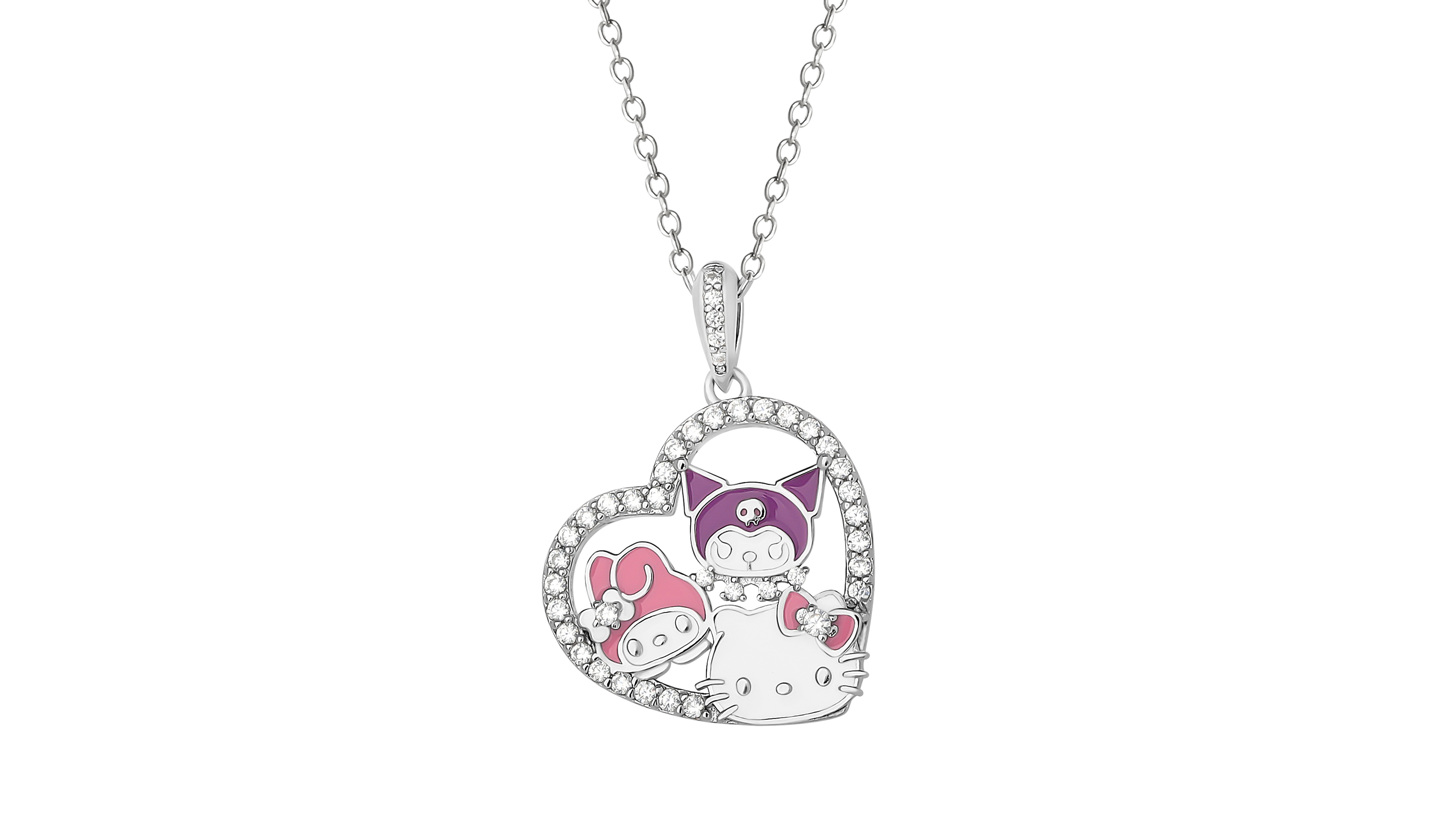 Macy's Cubic Zirconia Hello Kitty Friends Pendant Necklace in Sterling Silver