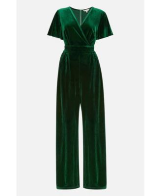 Women's Angel Sleeve Velvet Jumpsuit