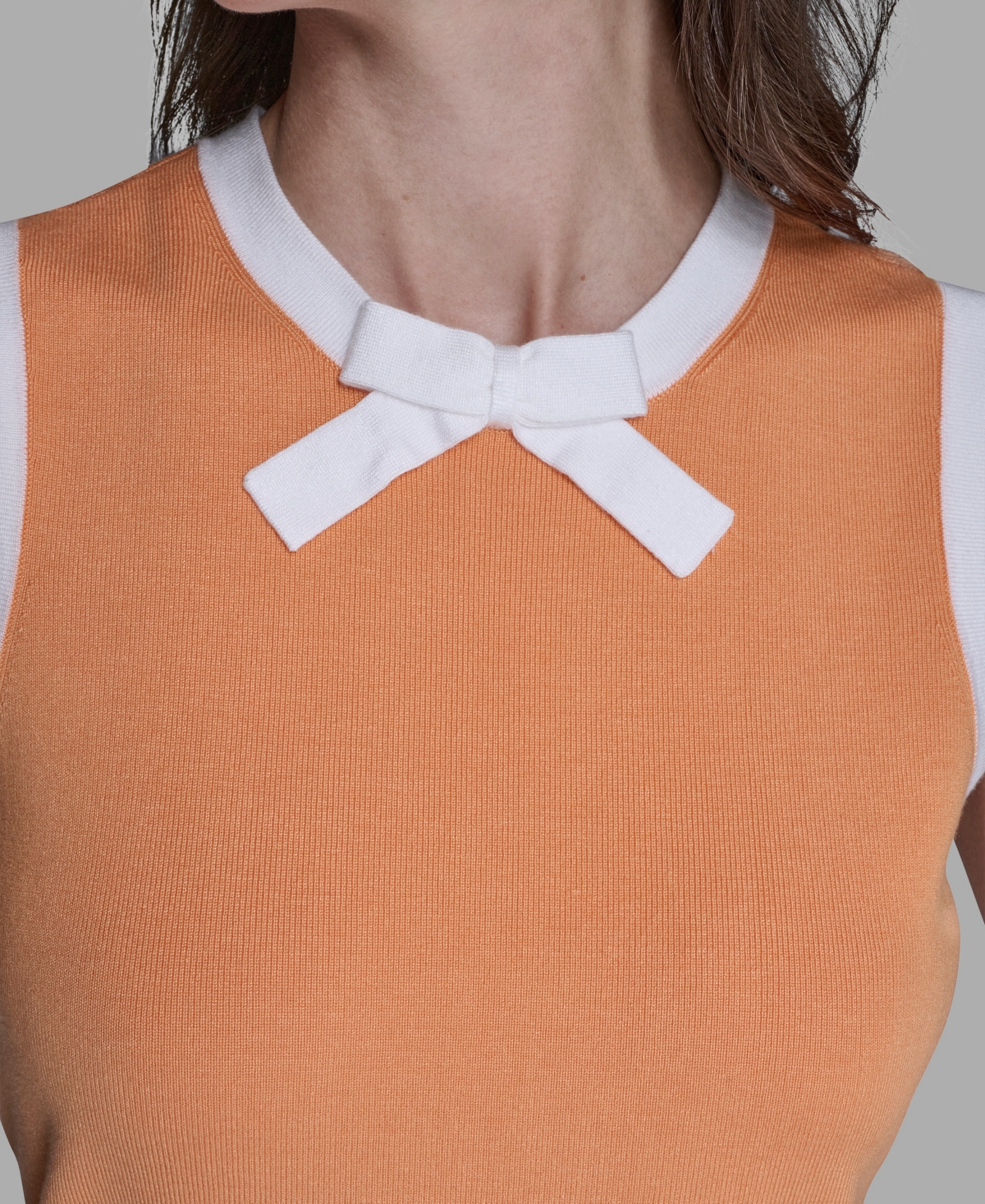 Karl Lagerfeld Women's Bow-tie Sleeveless Sweater In Orange