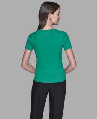 Women's Ribbed Short-Sleeve Sweater 