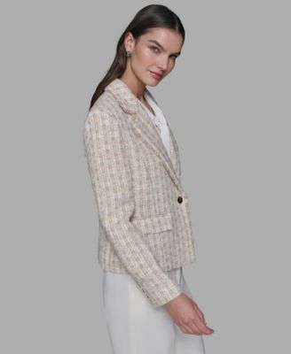 Women's Tweed Gold Shimmer One-Button Jacket