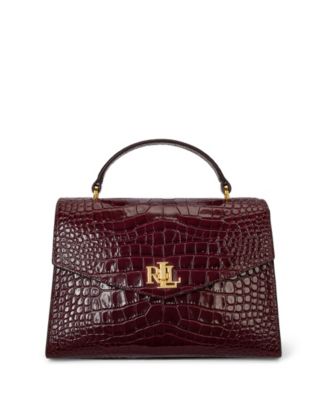 Crocodile-Embossed Medium Farrah Satchel Bag