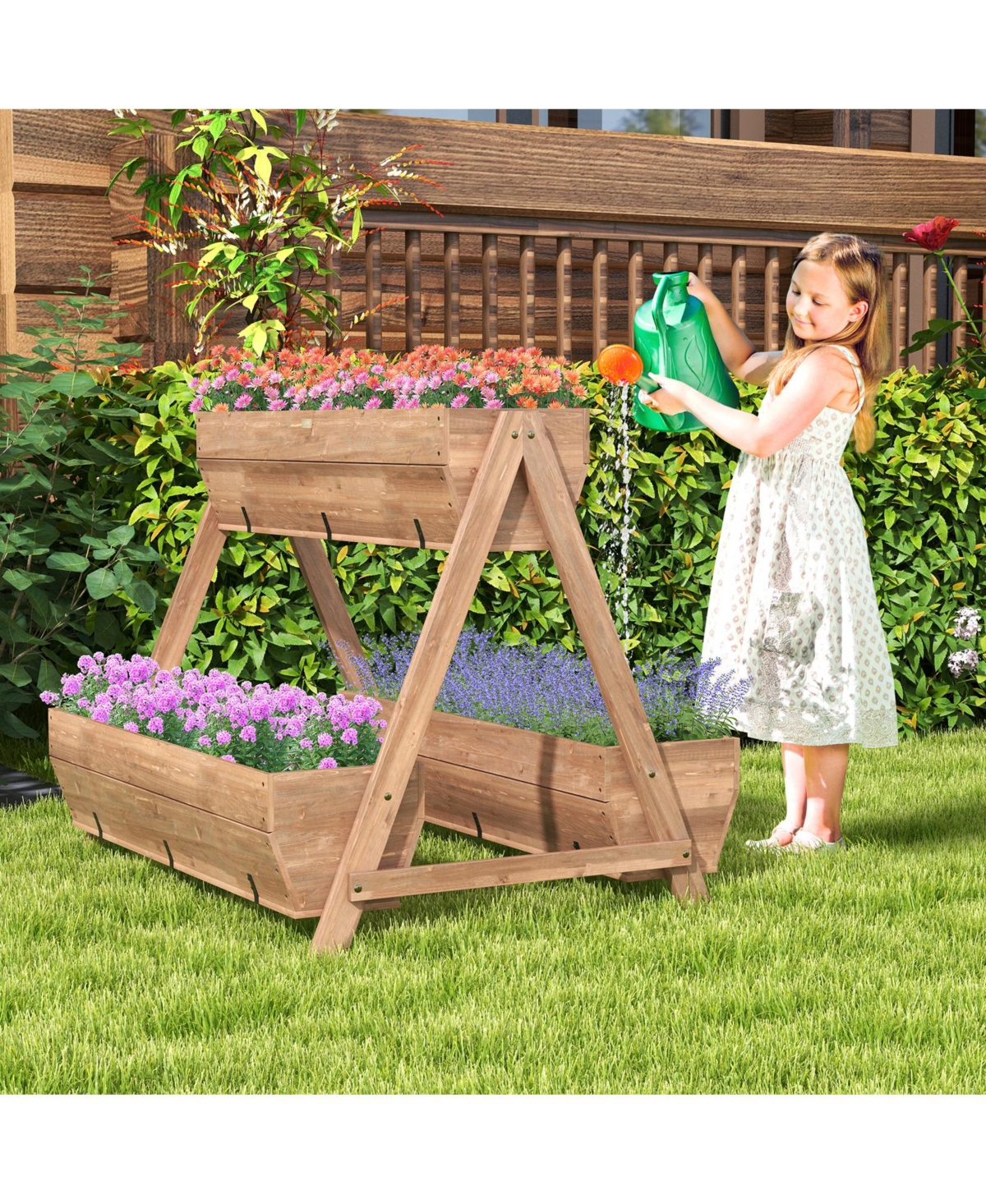 Sugift Vertical Raised Garden bed with 3 Wooden Planter Boxes