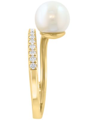 Freshwater Pearl (8mm) and Diamond Ring (1-1/2 ct. t.w.) in 14k Yellow Gold