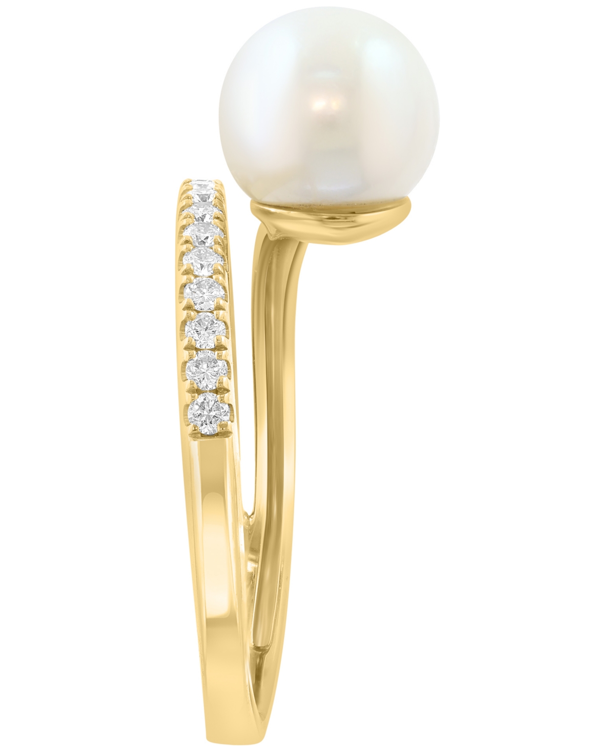 Effy Collection Freshwater Pearl (8mm) And Diamond Ring (1-1/2 Ct. T.w.) In 14k Yellow Gold In Gold