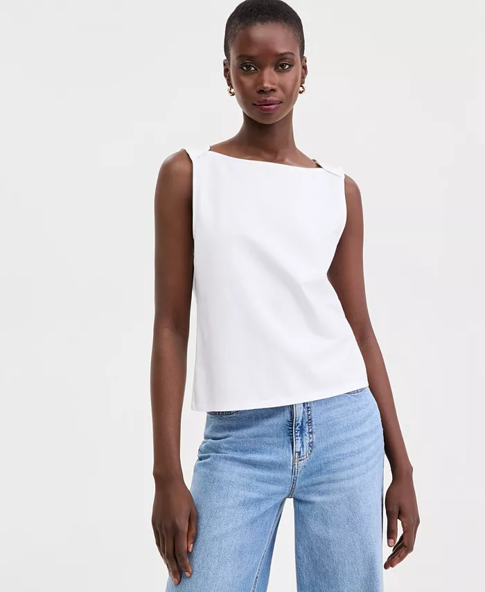 Women's Knit Sleeveless Boat-Neck Top - thumbnail 9
