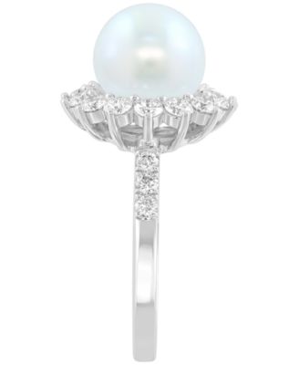 Freshwater Pearl (12mm) and Lab Grown Diamond Ring (1-1/2 ct. t.w.) in Sterling Silver