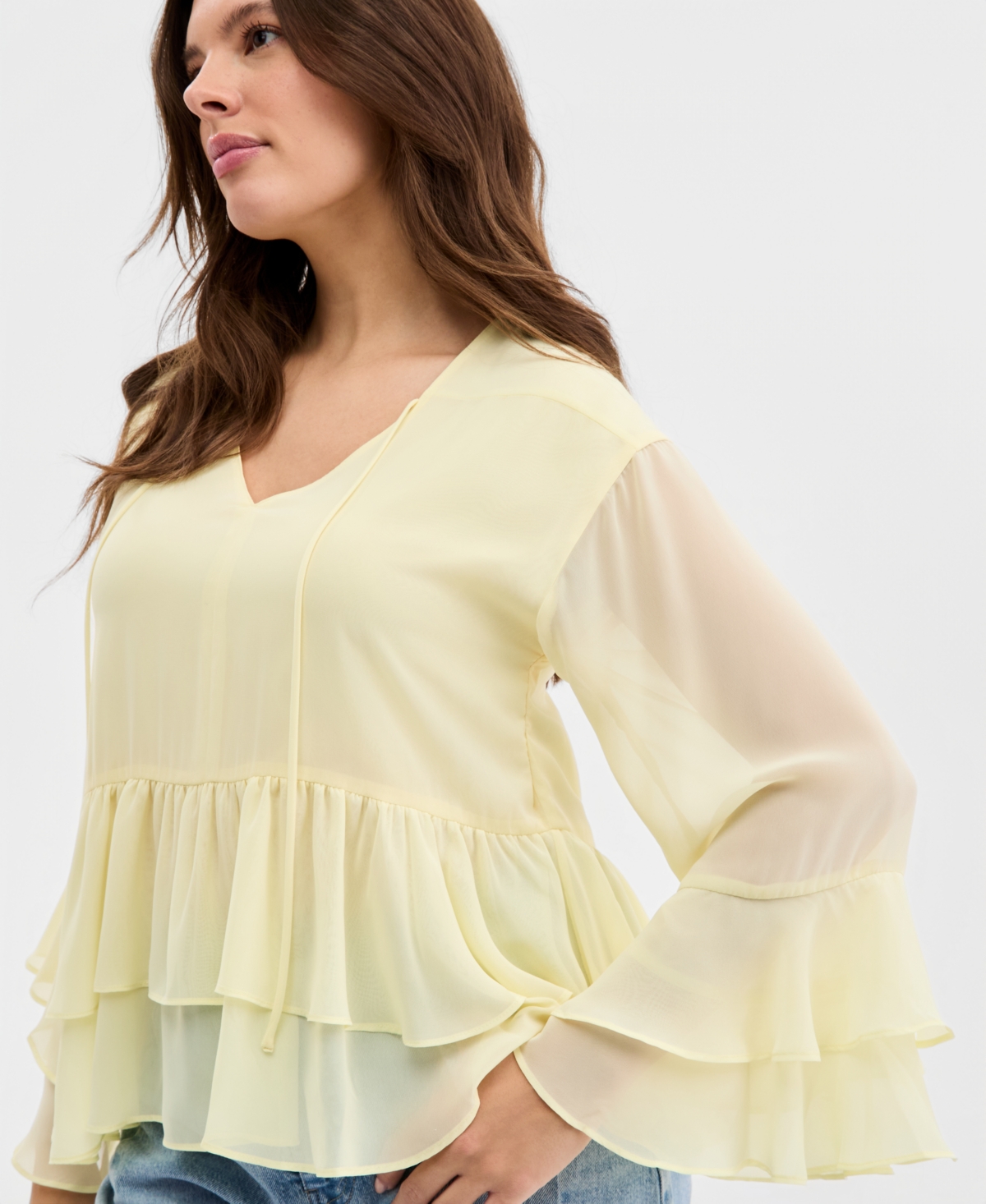 On 34th Women's Long Sleeve Chiffon Ruffle Blouse, Macy's Exclusive